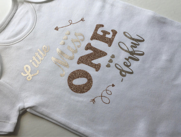 Rose Gold glitter 1st Birthday vest